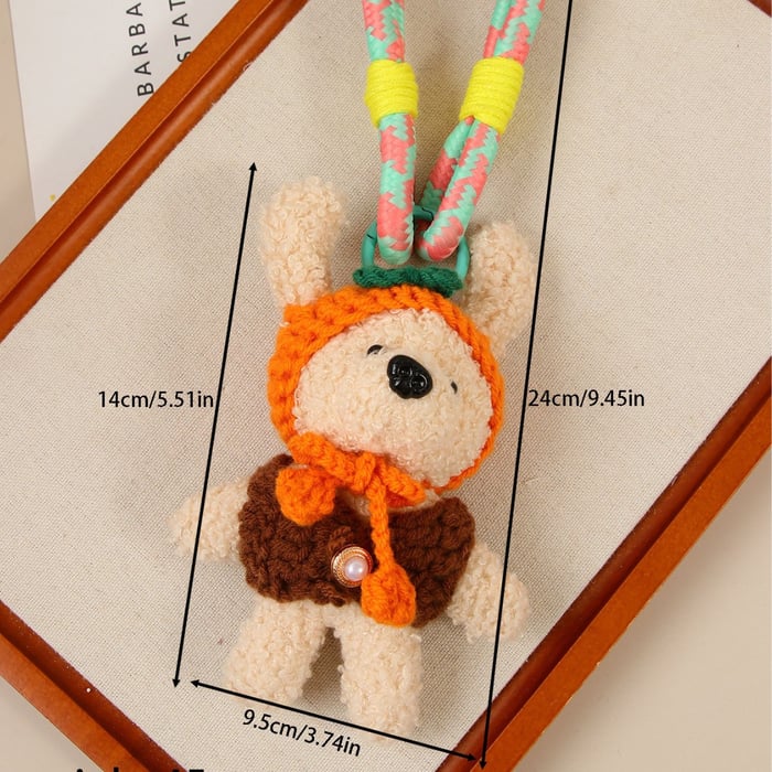 1 Piece Cute Plush Bear Doll with Colorful Ropes Women's Bag Charms Picture5