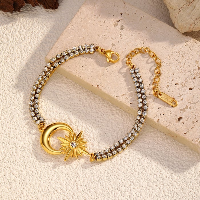 1 Piece Moon Stainless Steel Gold Color Charm Bracelet h5Picture2