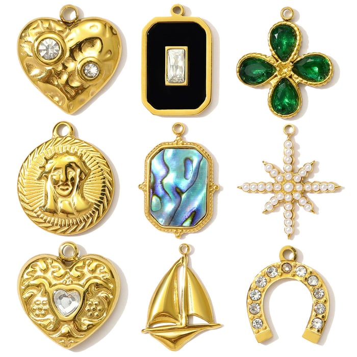 1 Piece Luxurious Heart Stainless Steel Gold Color Women's Pendants h5Picture5