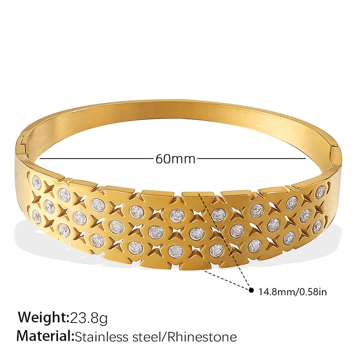 1 Piece Simple Heart Stainless Steel Gold Color Bangle 