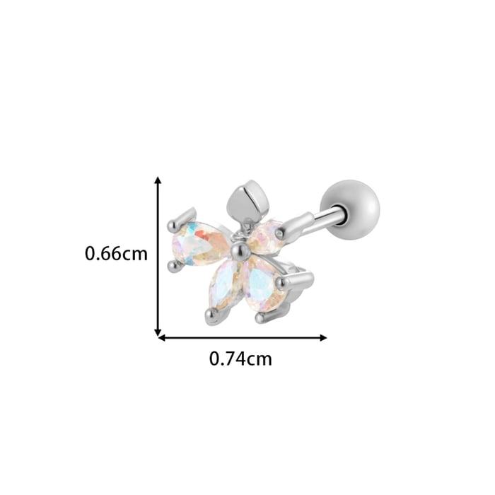 1 Stück Blume Kupfer Gold Farbe Zirkon Piercing Ohrring h5Bild2