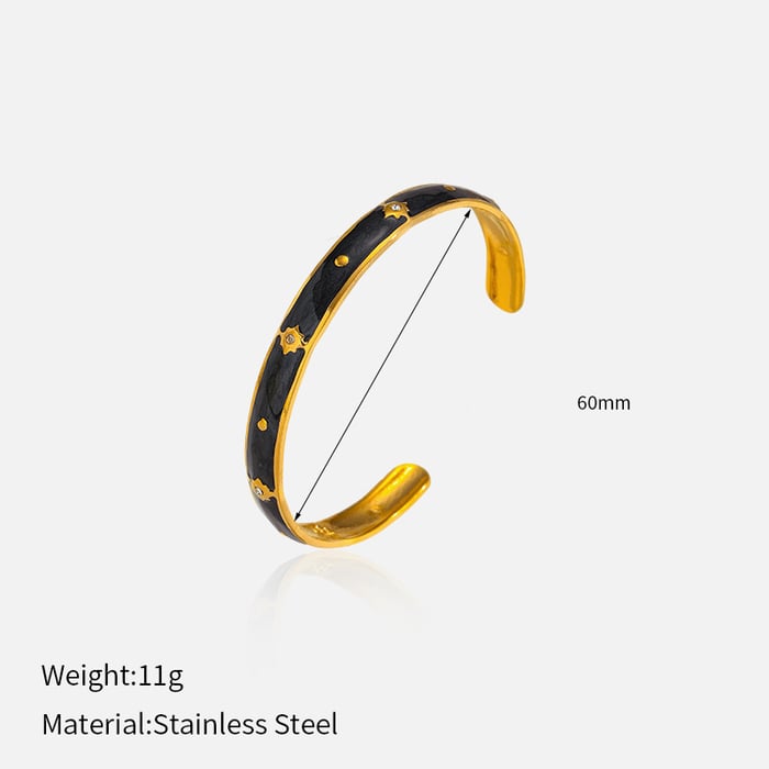 1 Piece Enamel Stainless Steel Gold Color Cuff Bracelet