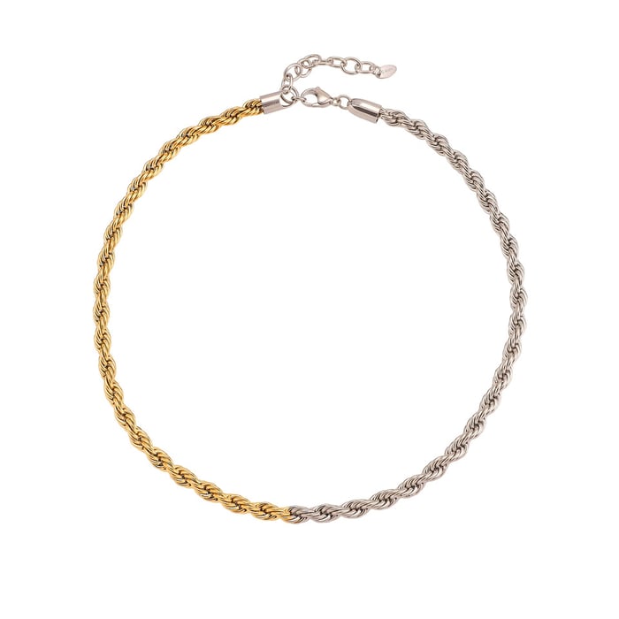 1 Piece Twist Mixed Gold&Silver Colors Stainless Steel Women's Chain Necklaces