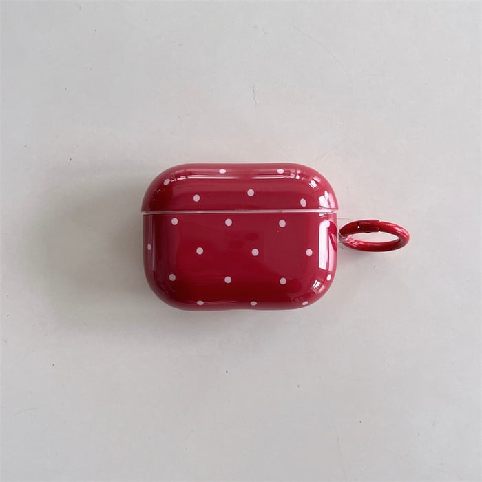 1 Piece Vintage Burgundy Polka Dots  Women's Earphone Case