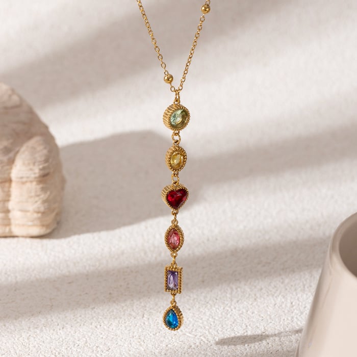 1 Piece Simple Stainless Steel Zircon Pendant Necklace h5Picture3