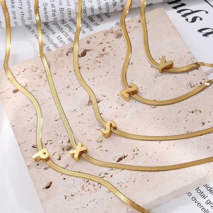 1 Piece Daily Letter Stainless Steel Gold Color Pendant Necklace h5Picture2