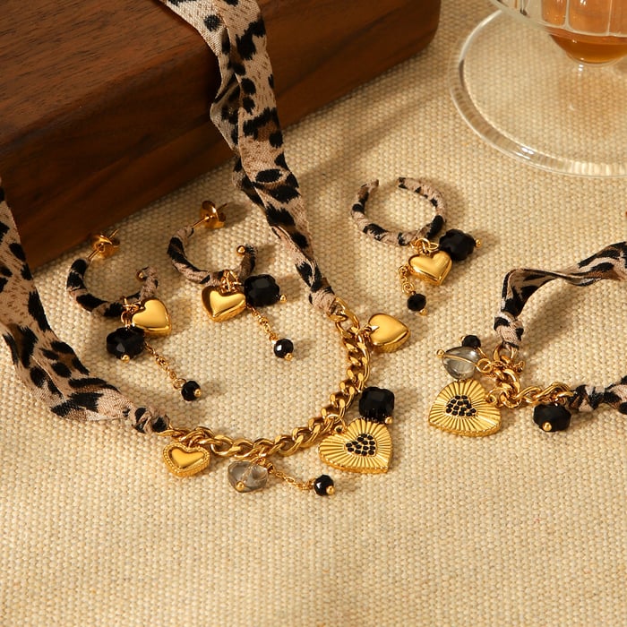 1 Piece Sun Polyester   Gold Color  Rhinestone Zircon Women's Necklaces Sets h5Picture5