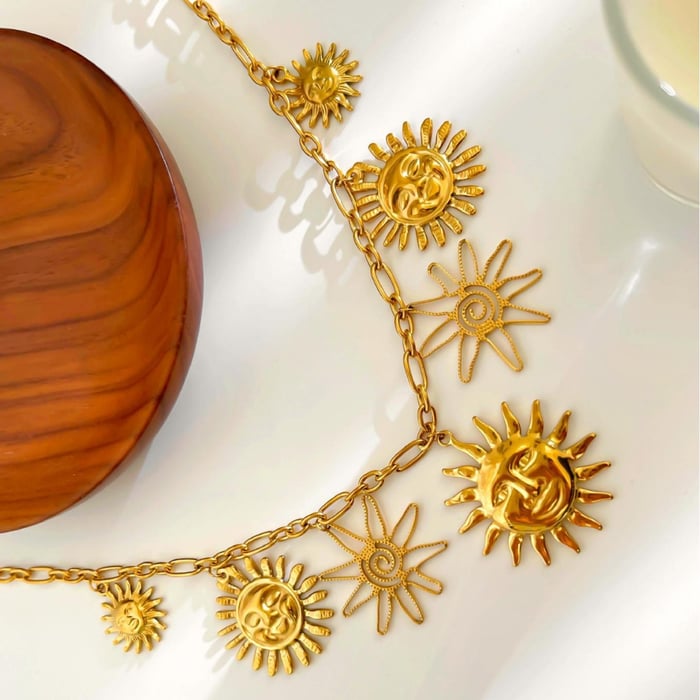 1 Piece Sun Stainless Steel Gold Color Pendant Necklace Picture4