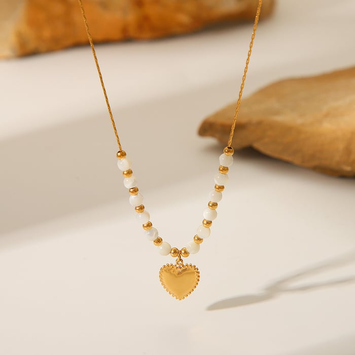 1 Piece Simple  Heart Stainless Steel   Gold Color  Women's Pendant Necklaces h5Picture5