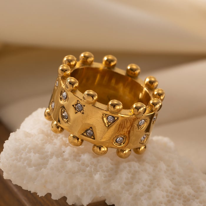 1 Stück Statement-Ring aus Edelstahl mit Stern in Goldfarbe h5Bild3