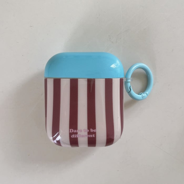 1 Piece Personalized Creative Color-Blocked Stripes Women's Earphone Case