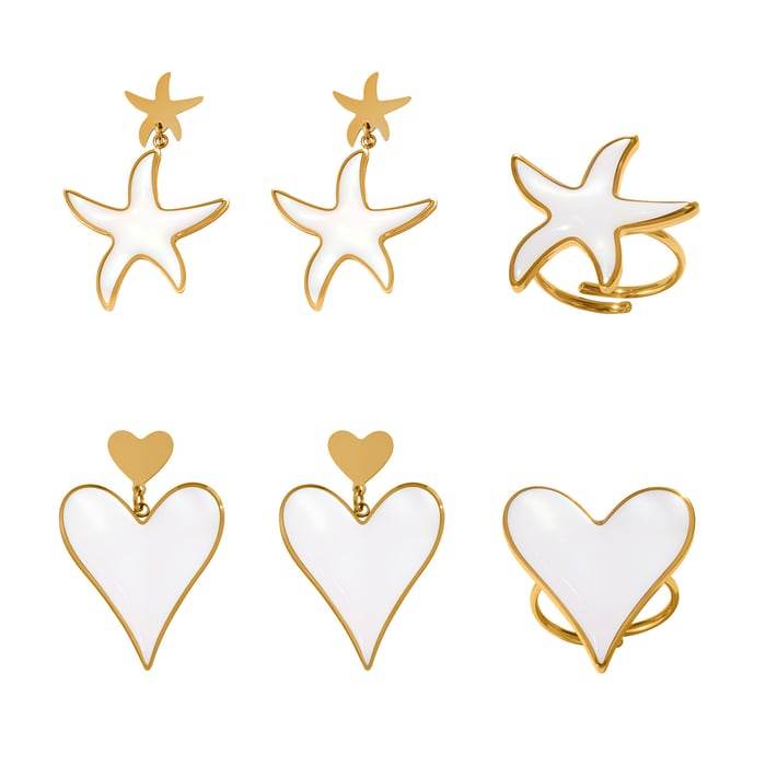 Elegant Shell Heart Stainless Steel Gold Color Women's Jewelry Sets h5Picture7
