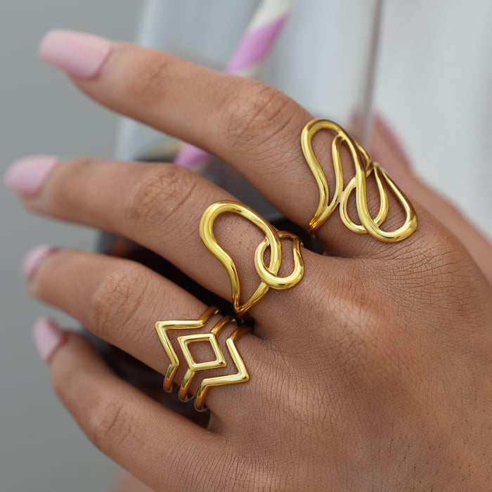 1 Piece Simple Irregular Shape Lines Stainless Steel Women's  Statement Rings h5Picture5