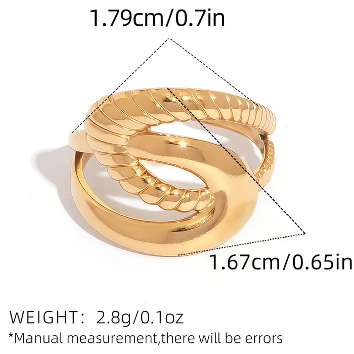 1 Piece Minimalist Irregular Shape Stainless Steel Gold Color Statement Rings h5Picture2