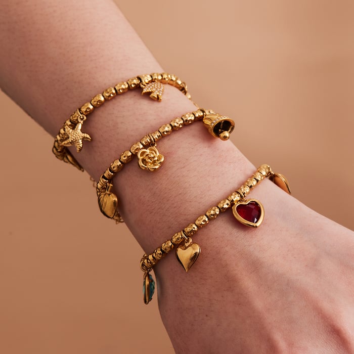 1 Piece Luxurious Heart Stainless Steel Gold Color Zircon Women's Charm Bracelets h5Picture3