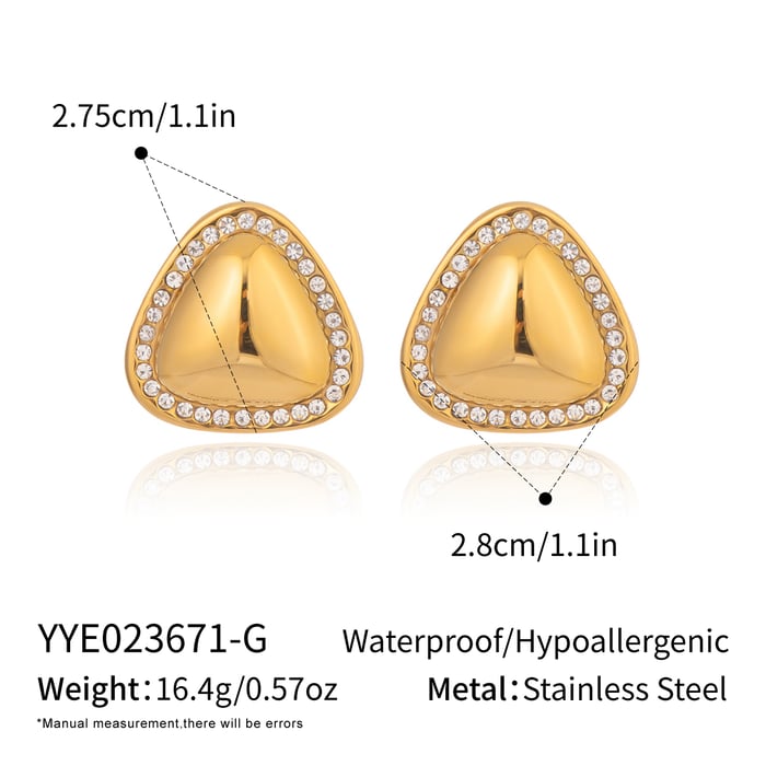 1 Pair Triangle Stainless Steel Stud Earrings