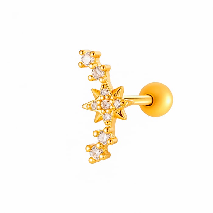 1 Piece Delicate Flower Copper Gold Color Zircon Women's Piercing Earrings h5Picture7