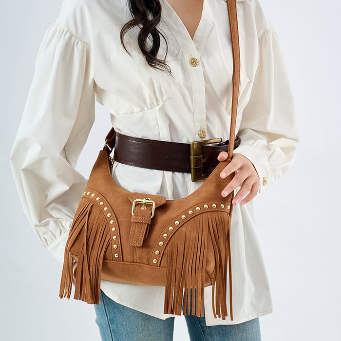 1 Piece Simple Series Retro Tassel  Women's Crossbody Bags