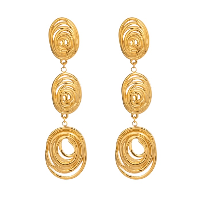 1 Pair Circle Stainless Steel Gold Color Dangle Earrings Picture5