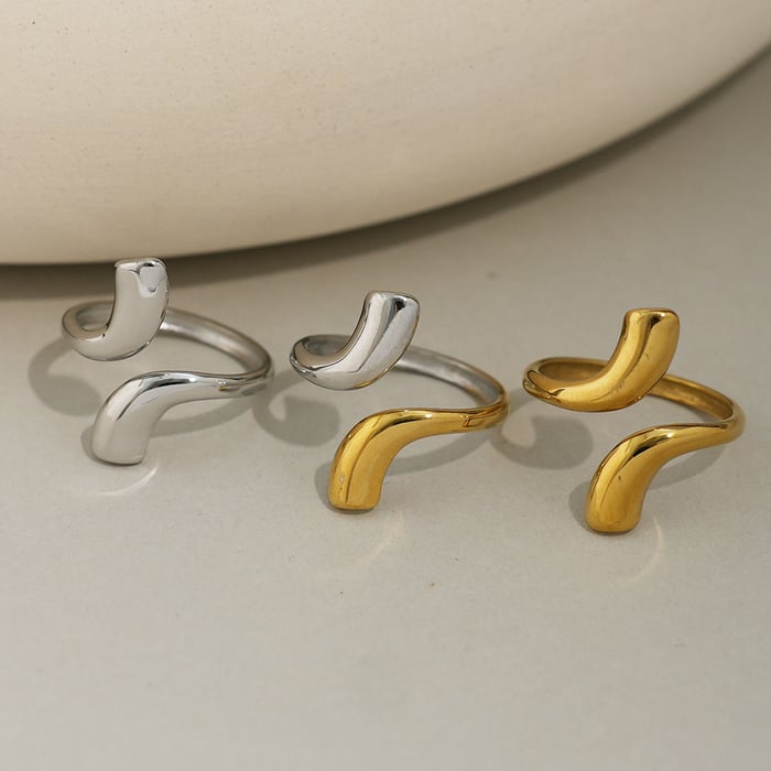 1 Piece Simple Irregular Shape Stainless Steel   Women's Statement Rings h5Picture6
