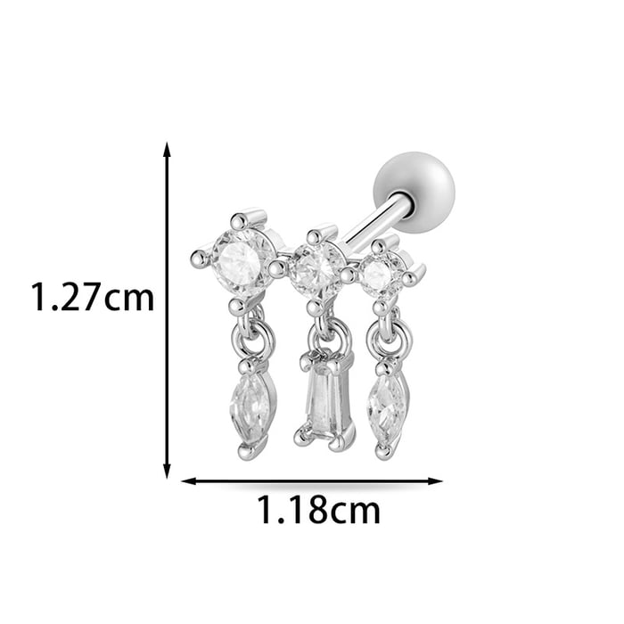 1 Piece Exquisite Heart Copper Gold Color Zircon Women's Piercing Earrings h5Picture2