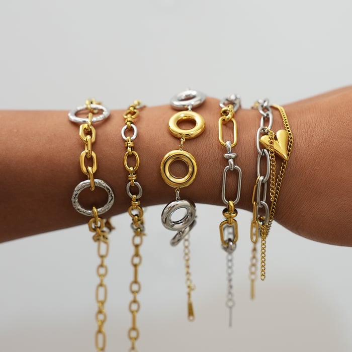 1 Piece  Casual Irregular Shape Circle Stainless Steel Women's Chain Bracelets h5Picture4