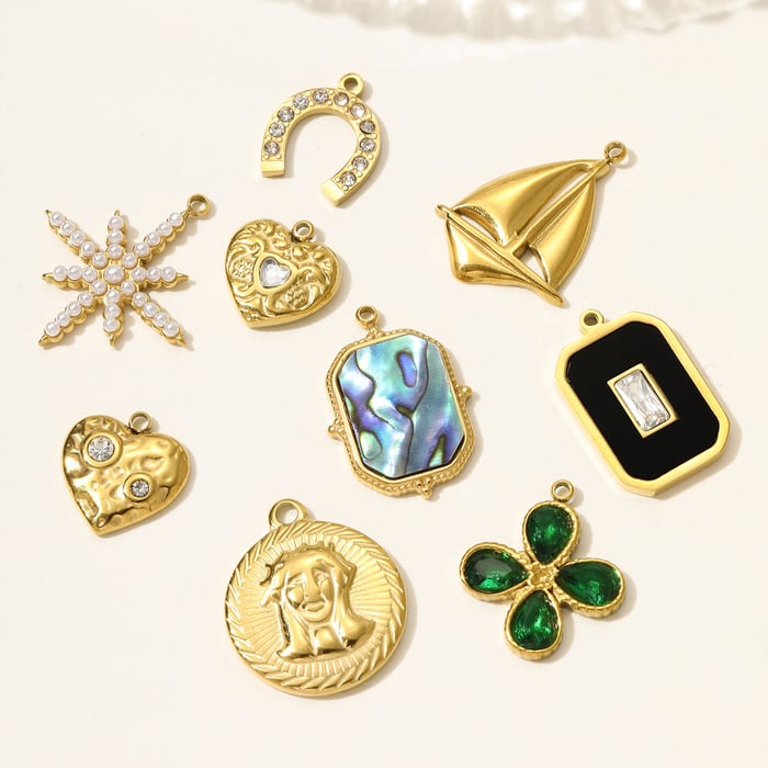 1 Piece Luxurious Heart Stainless Steel Gold Color Women's Pendants h5Picture4
