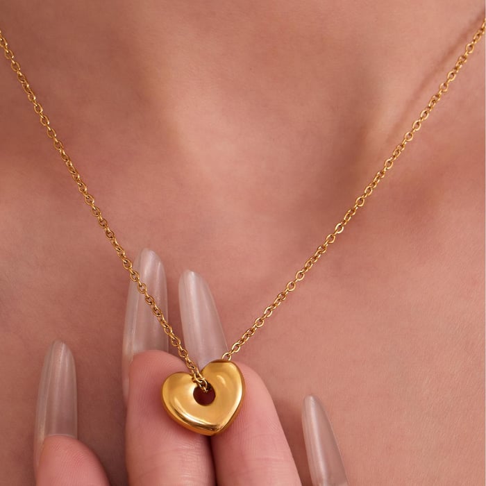 Minimalist Heart Mixed Gold&Silver Colors Stainless Steel Women's Jewelry Sets h5Picture4