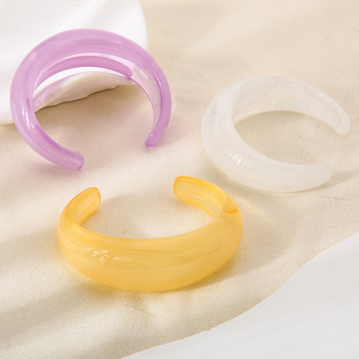 1 Stück Simple Series Süße Farbverlauf Harz Damen Manschettenarmbänder Bild4