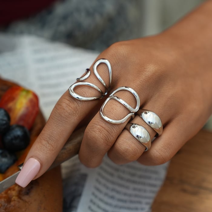 1 Piece Simple Simple Irregular Shape Stainless Steel  Gold Color Women's Statement Rings h5Picture4