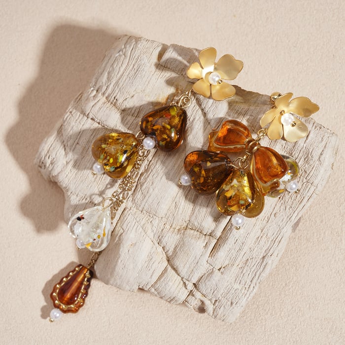 1 Pair Retro Flower Heart Dangle Earrings h5Picture5