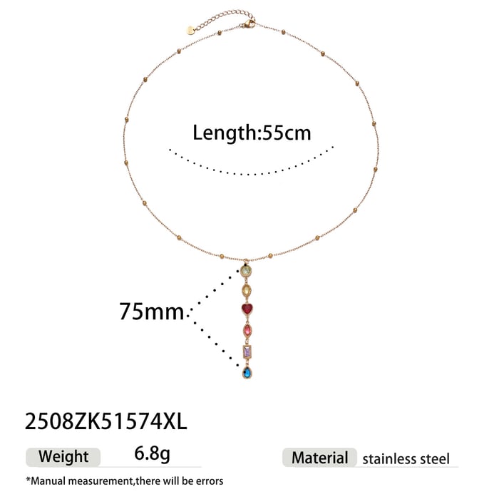 1 Piece Simple Stainless Steel Zircon Pendant Necklace