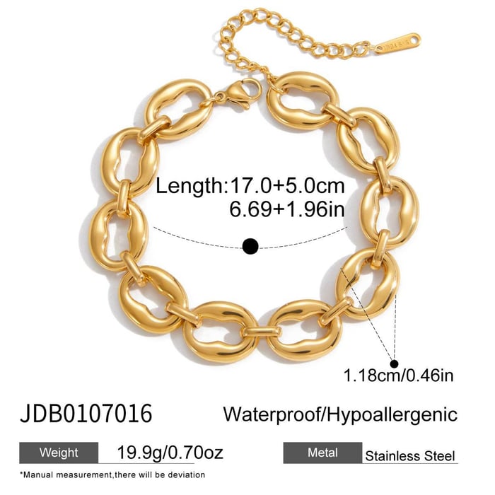 1 Piece Classic Circle Stainless Steel Gold Color Women's Chain Bracelets