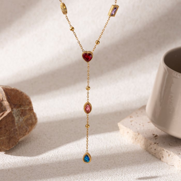 1 Piece Simple Stainless Steel Zircon Pendant Necklace h5Picture4