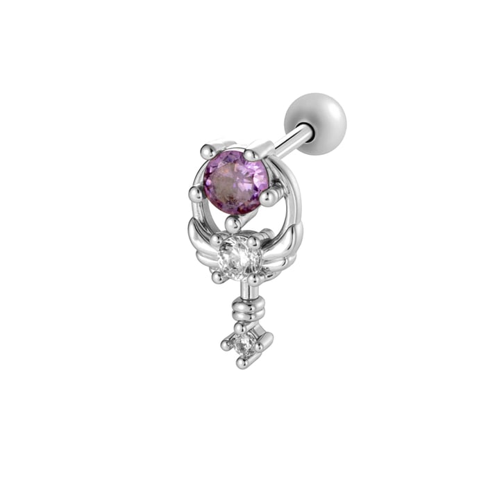 1 Stück Flügelform Kupfer Gold Farbe Zirkon Piercing Ohrring
