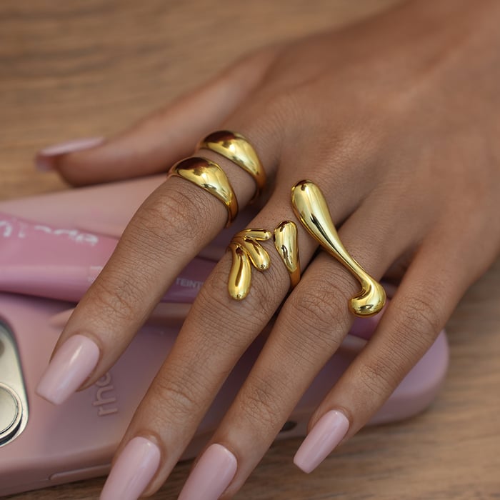 1 Piece Simple  Daily Irregular Shape Stainless Steel  Gold Color Women's Statement Rings h5Picture4