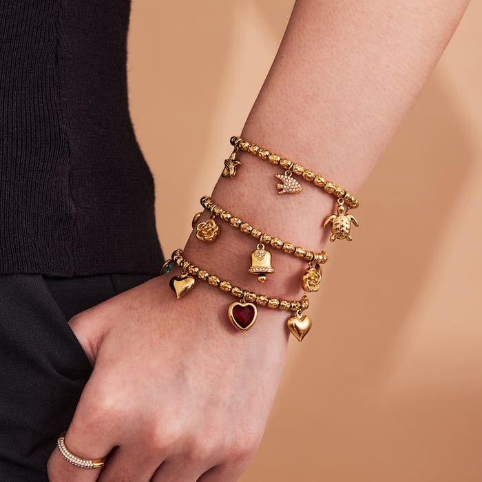 1 Piece Luxurious Heart Stainless Steel Gold Color Zircon Women's Charm Bracelets h5Picture4