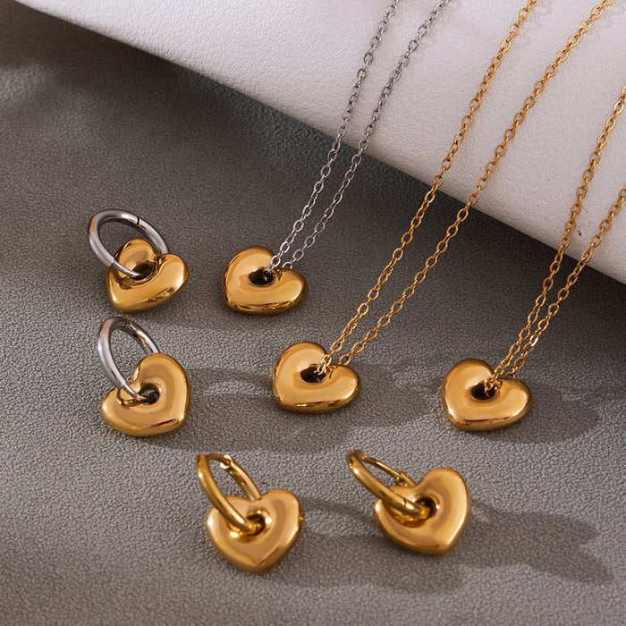 Minimalist Heart Mixed Gold&Silver Colors Stainless Steel Women's Jewelry Sets h5Picture5