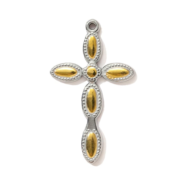 1 Piece Cross Mixed Gold Color And Silver Colors Stainless Steel Women's Pendants