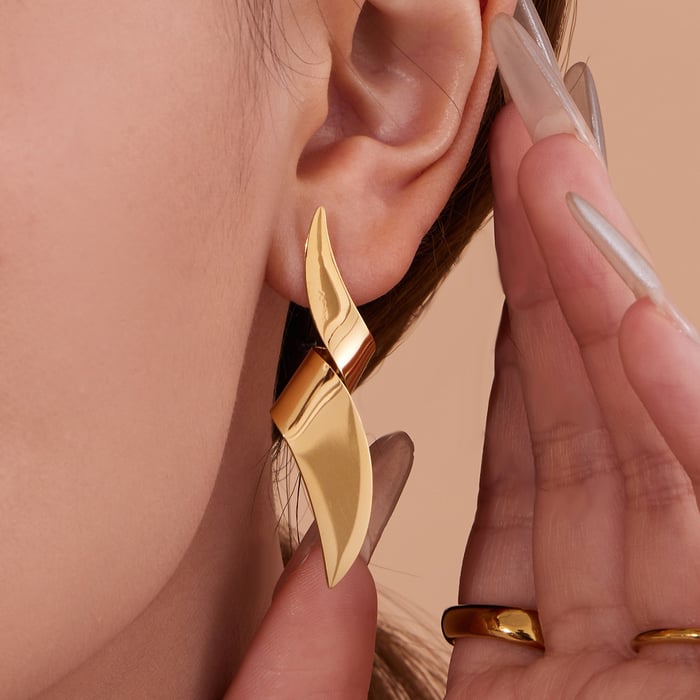 Minimalist Twist Mixed Gold&Silver Colors Stainless Steel Women's Jewelry Sets h5Picture4