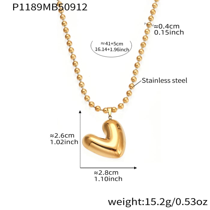 Minimalist Heart Stainless Steel Gold Color Women's Pendant Necklaces h5Picture2