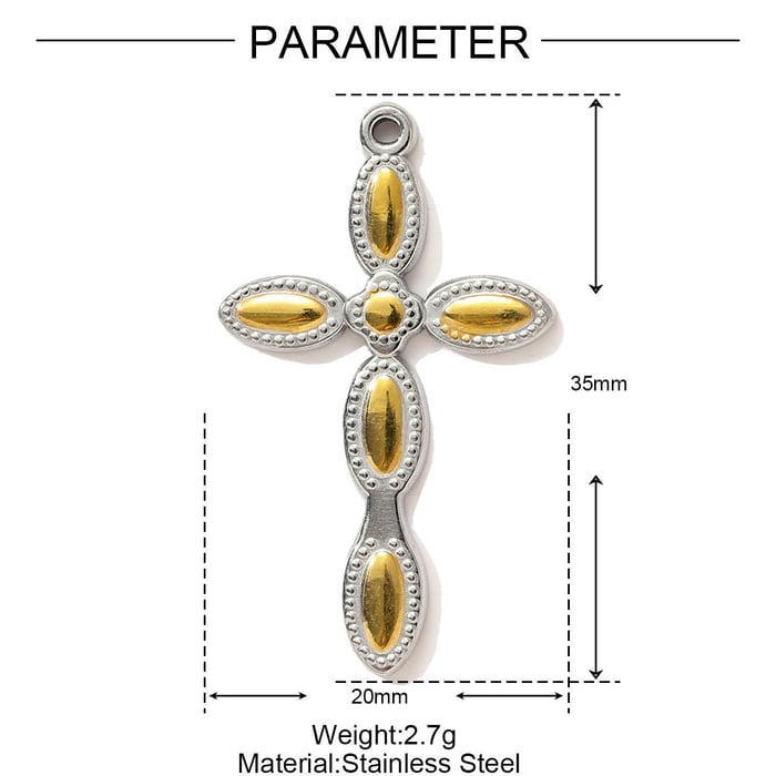 1 Piece Cross Mixed Gold Color And Silver Colors Stainless Steel Women's Pendants h5Picture2