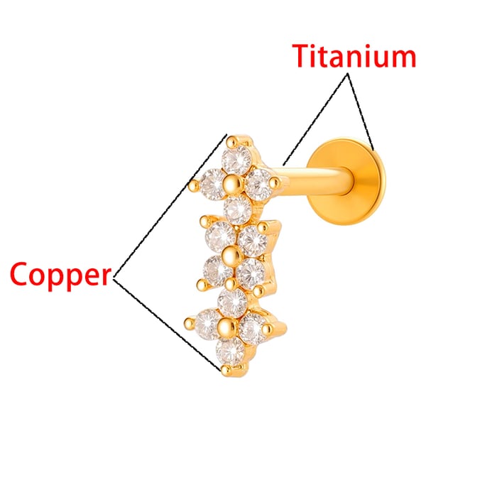 1 Piece Elegant Flower Copper Gold Color Zircon Women's Piercing Earrings h5Picture7