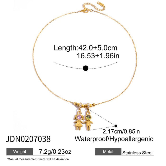 1 Piece Classic Children Stainless Steel Gold Color Zircon Women's Pendant Necklaces h5Picture2