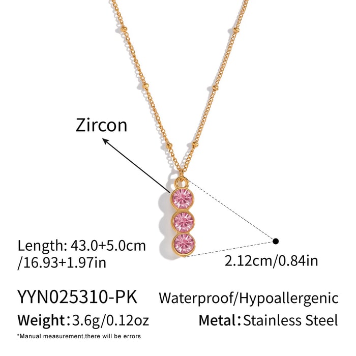 1 Piece Minimalist Zircon Inlaid Pendant Necklace