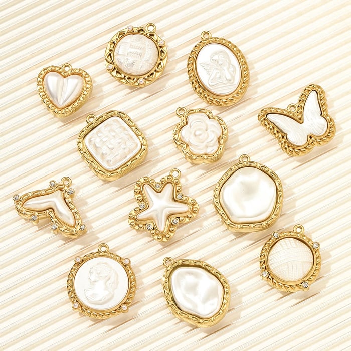 1 Piece Classic Heart Circle Stainless Steel Gold Color Women's Pendants h5Picture5