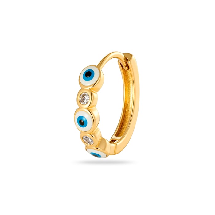 1 Piece Eye Pattern Copper Gold Color Zircon Women's Hoop Earrings h5Picture6