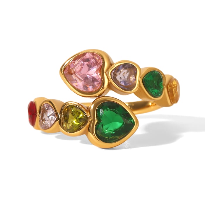 1 Piece Luxurious  Elegant Irregular Shape Stainless Steel   Gold Color  Zircon Women's Gemstone Rings