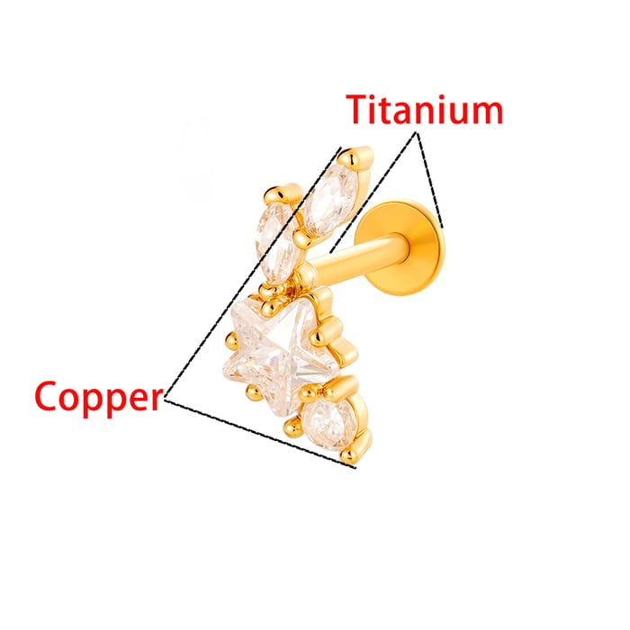 1 Piece Geometric Figure Copper Titanium Alloy Gold Color Zircon Women's Piercing Earrings h5Picture7