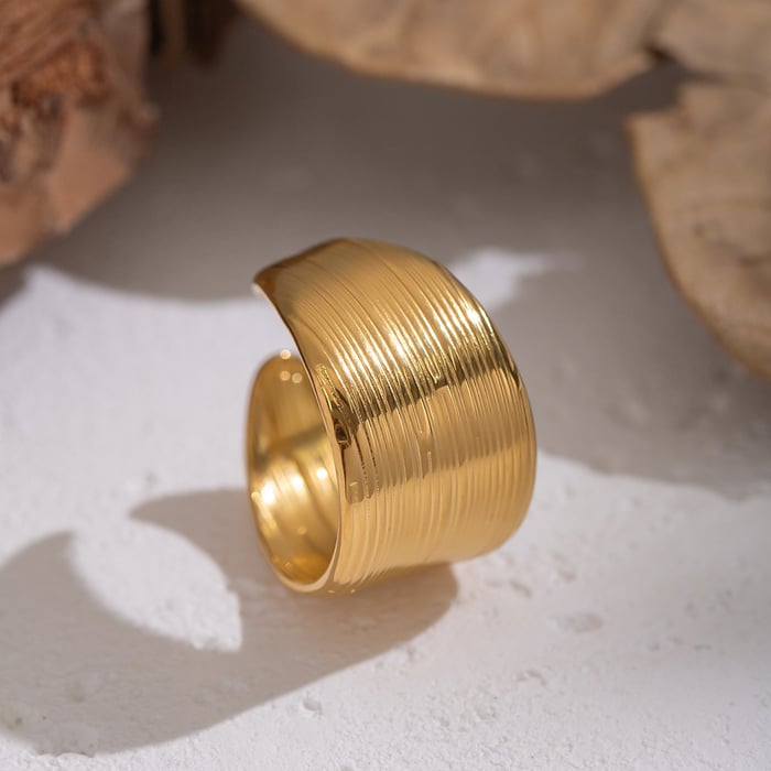 1 Piece Strip Stainless Steel Gold Color Minimalist Ring h5Picture3